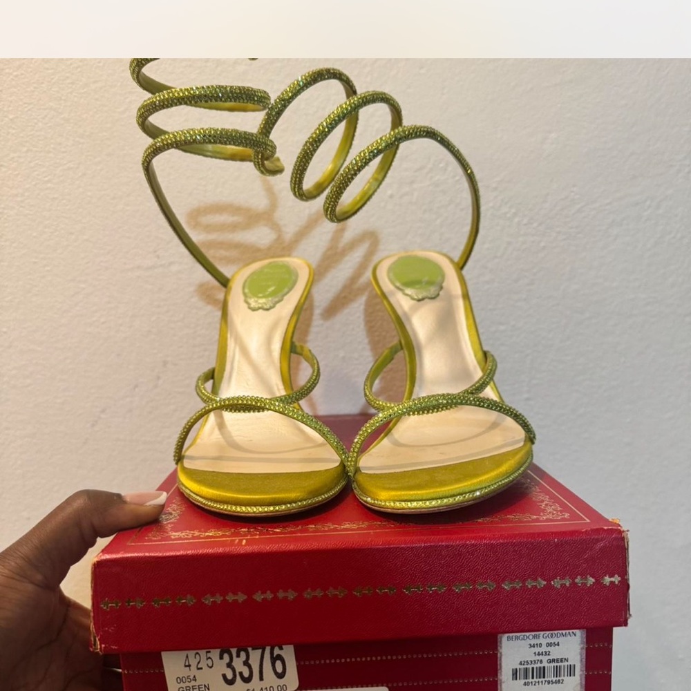 Rene Caovilla Lime Green Strappy Heels